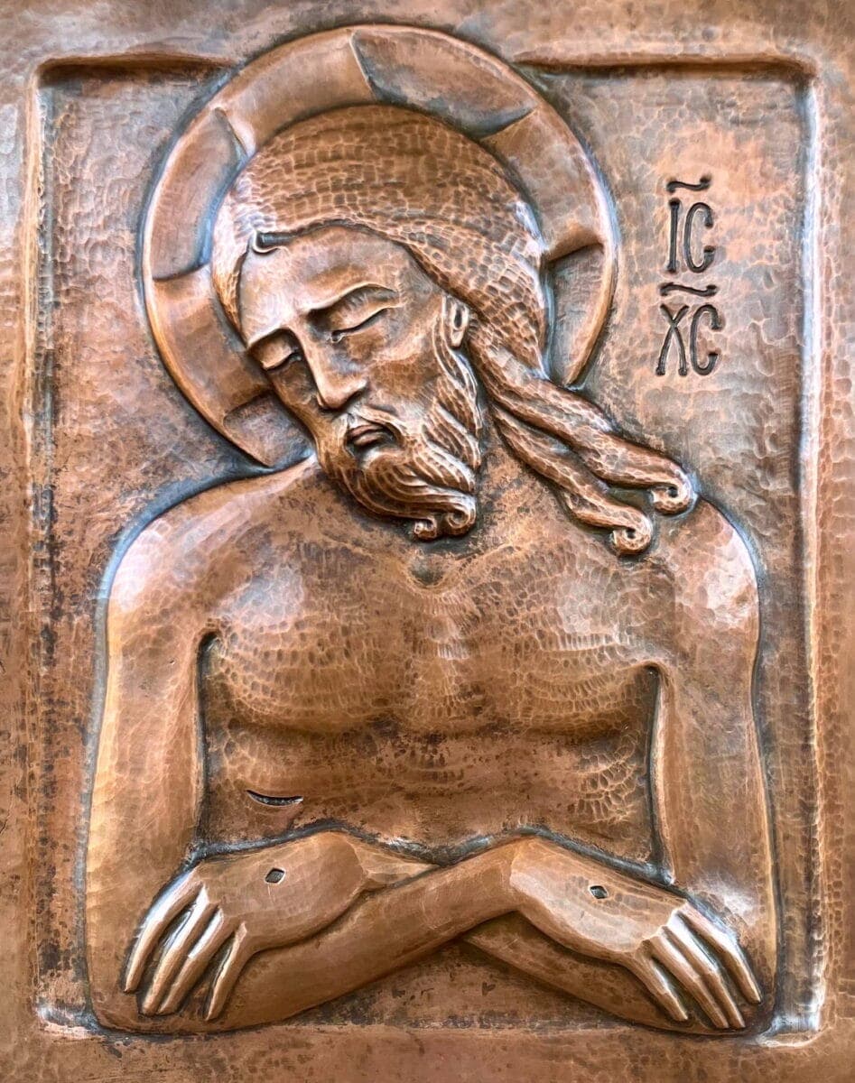 Students and parishioners at divine liturgy